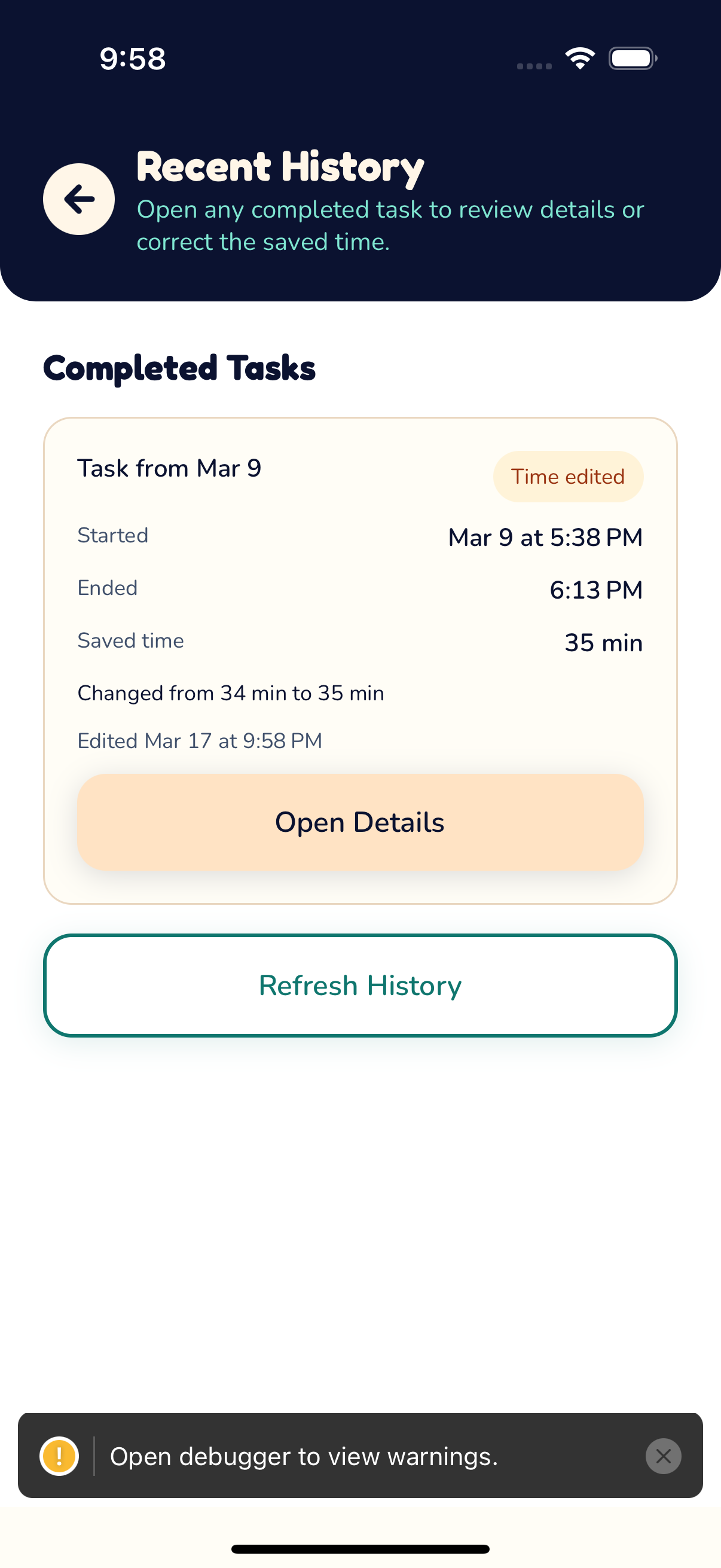 HomeCrew history screen preview